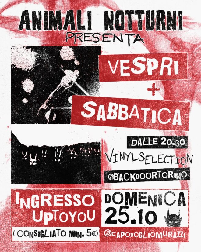 Locandina: Animali Notturni ✷ Vespri ✷ Sabbatica